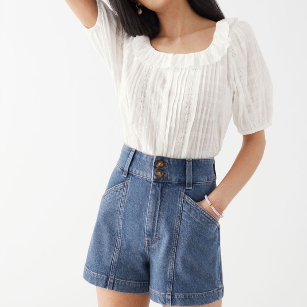 & OTHER STORIES High Waisted Denim Jean Shorts Cargo Size 10